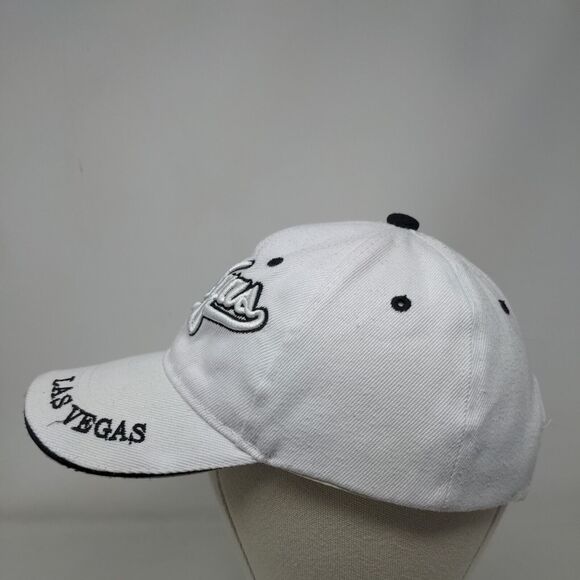 Las Vegas Strapback Hat White One Size Embroidered 6 Panel Lanza - Picture 3 of 9